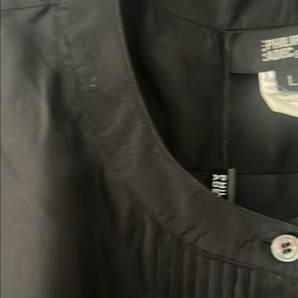 Philippe Adec Classic Black Silk Button-Down Blouse - Picture 4 of 4